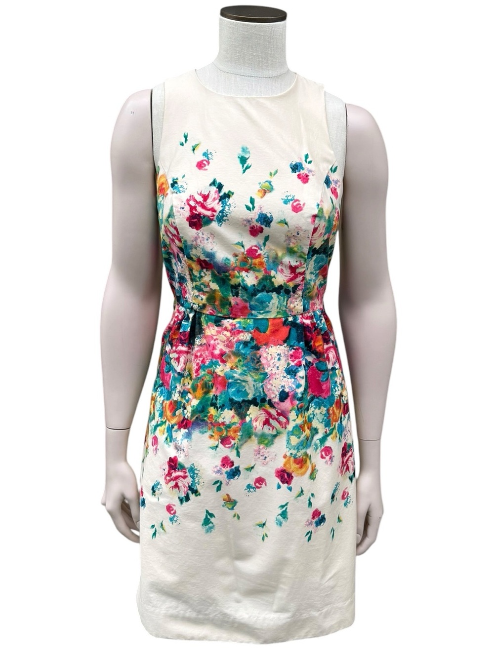 Maeve Cream Floral-Print Sleeveless Mini Dress